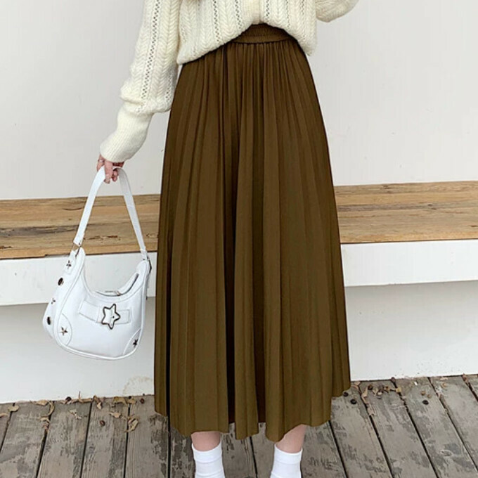 Hot selling elastic niche high waist skirt (S-XL size) (coffee color) (contact customer service after placing the order to confirm the delivery size)