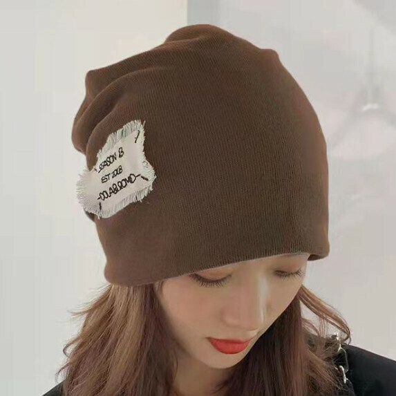 熱賣毛線堆堆帽女（棕色）