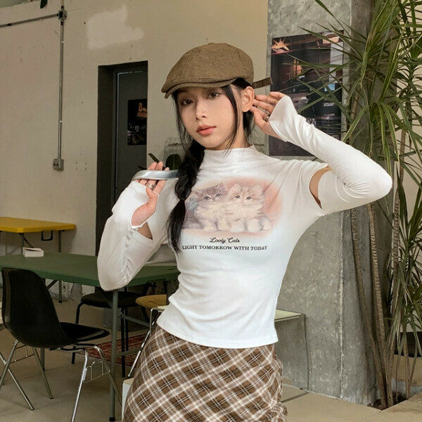 Hot selling long-sleeved T-shirt (size S-XL) (white T-shirt) (contact customer service after placing order to confirm delivery size)