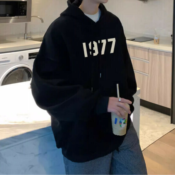爆款寬鬆連帽長袖衛衣男春秋（黑色【S_5XL碼】（下單後聯繫客服確認發貨尺碼）