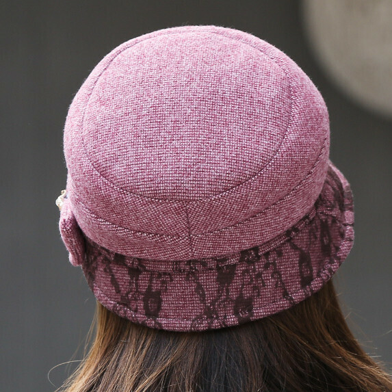 Hot selling embroidered bucket hat for women (purple)