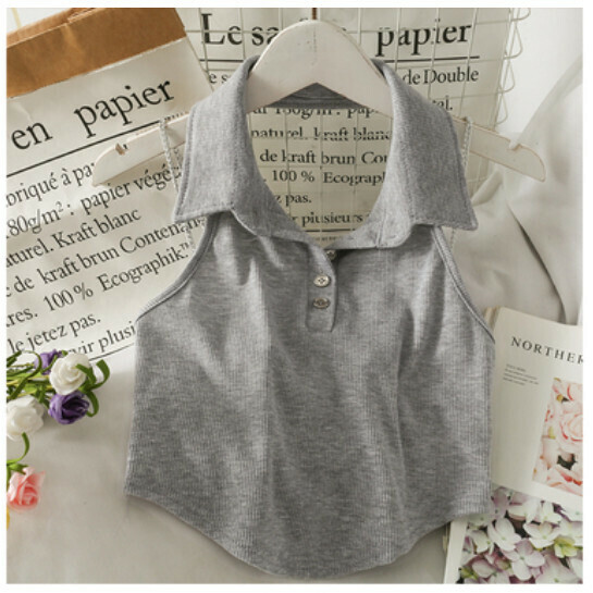 Halterneck Vest (Grey) (One Size)