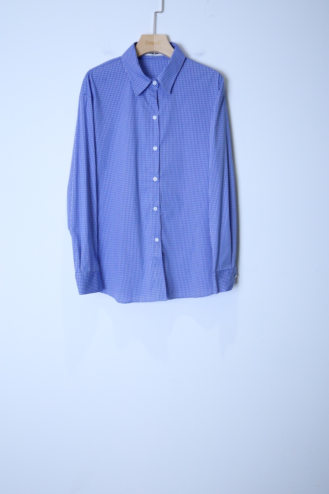 不怕皺細格長版襯衫