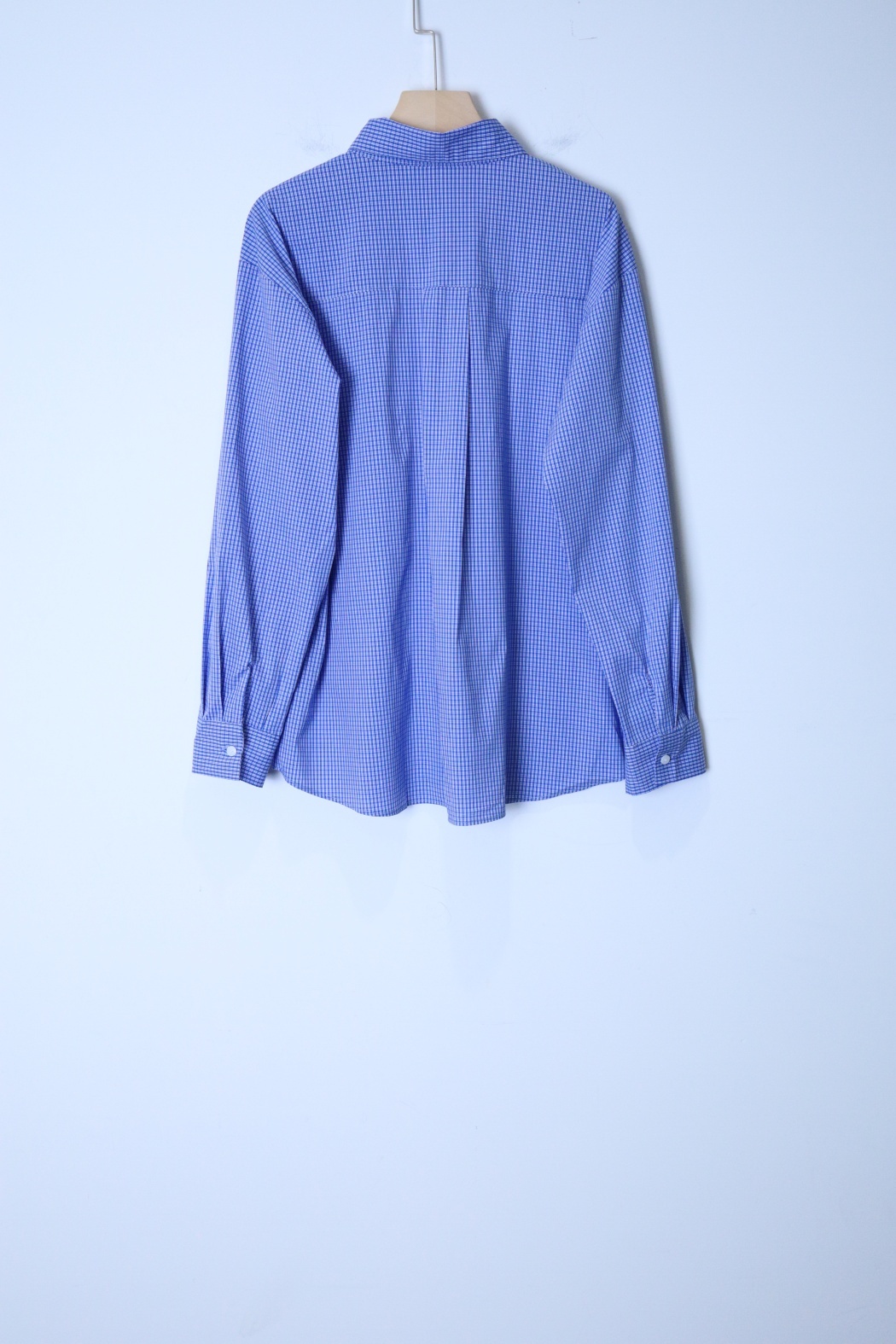 不怕皺細格長版襯衫