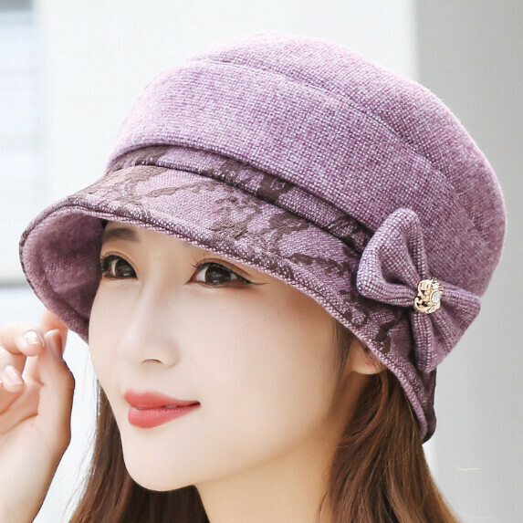 Hot selling embroidered fisherman hat for women (light purple)
