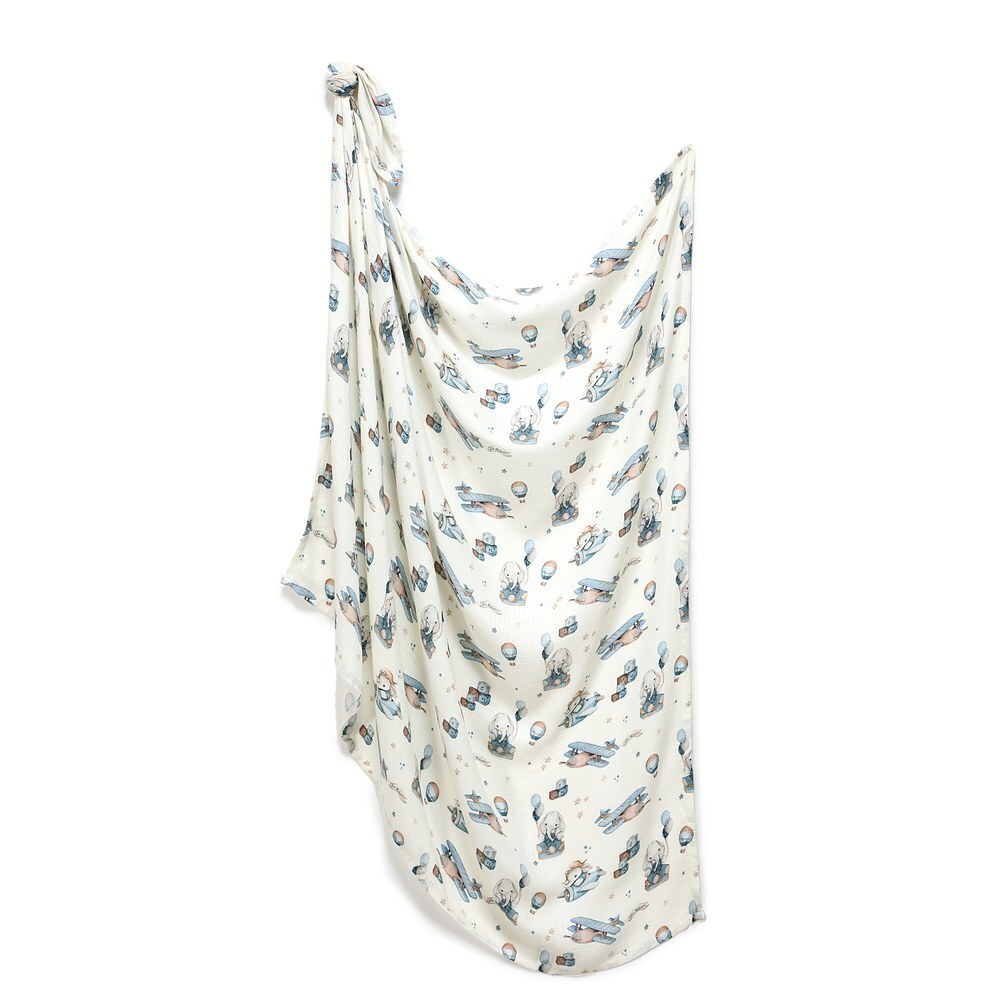 La Millou波蘭 Bamboo Muslin 100%竹纖銀離子紗布巾加大(115x140cm)｜MAJA聯名款｜小象飛行員