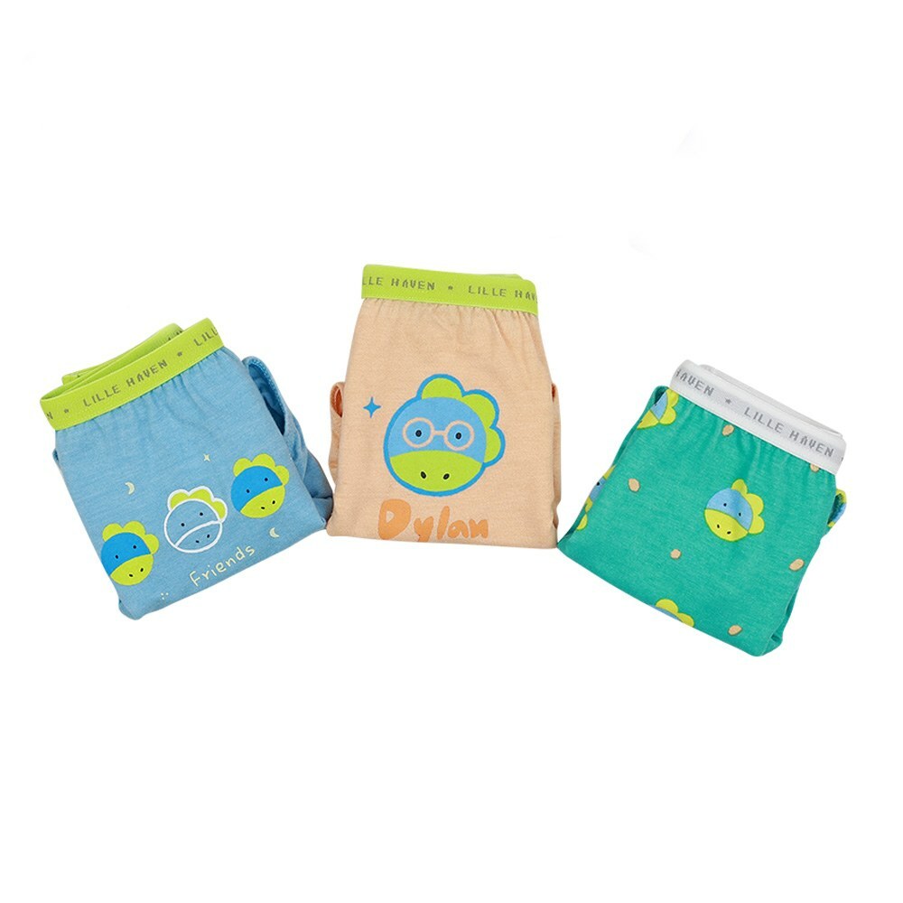 LILLE HAVEN韓國xMilo&Gabby美國 聯名款系列莫代爾細柔三角內褲MG三件入(3~8y)｜Dylan恐龍