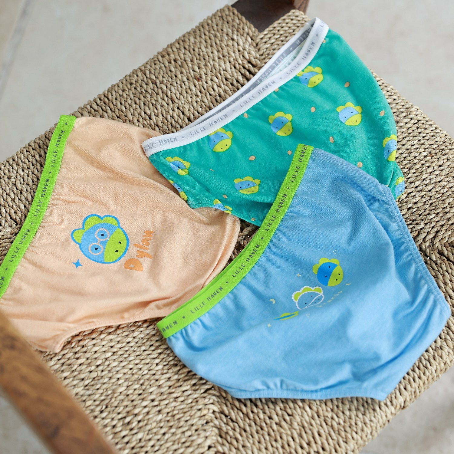 LILLE HAVEN韓國xMilo&Gabby美國 聯名款系列莫代爾細柔三角內褲MG三件入(3~8y)｜多款可選