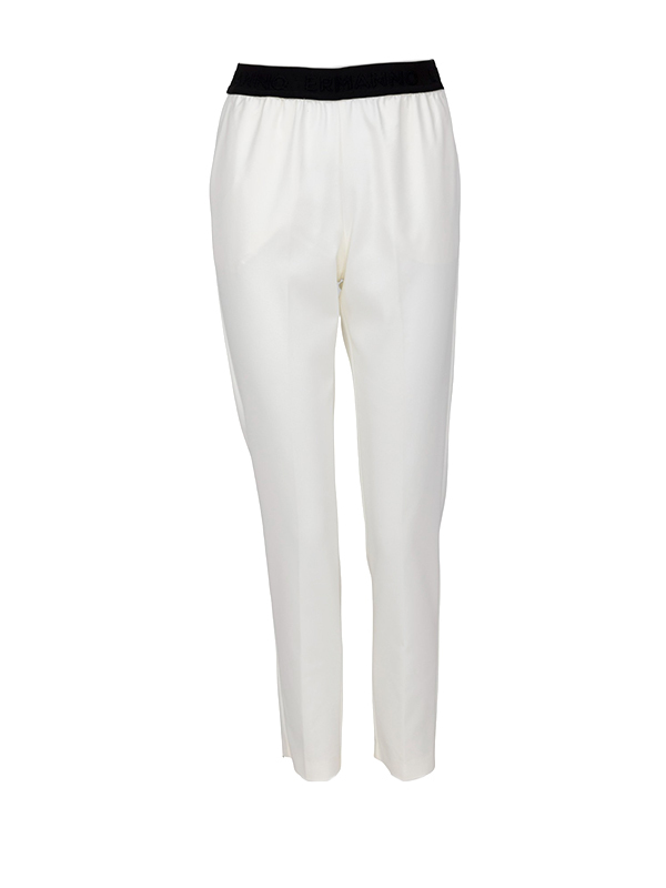 ERMANNO 腰鬆緊帶長褲(白)