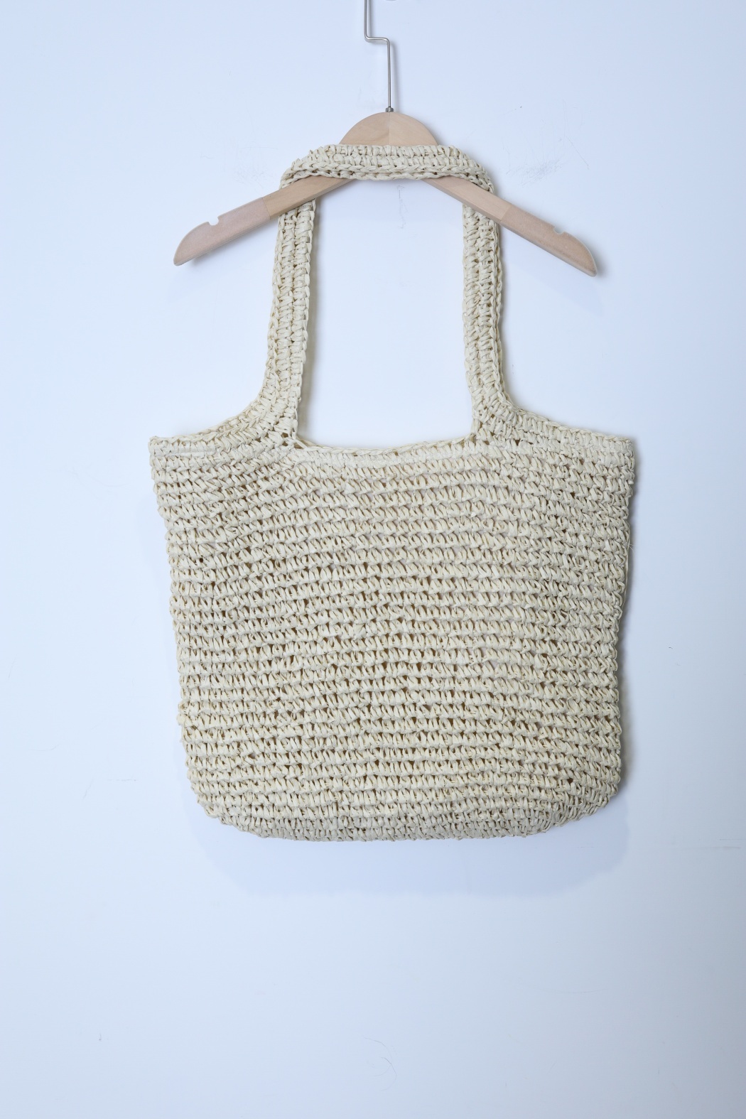 流蘇草編托特包-米白