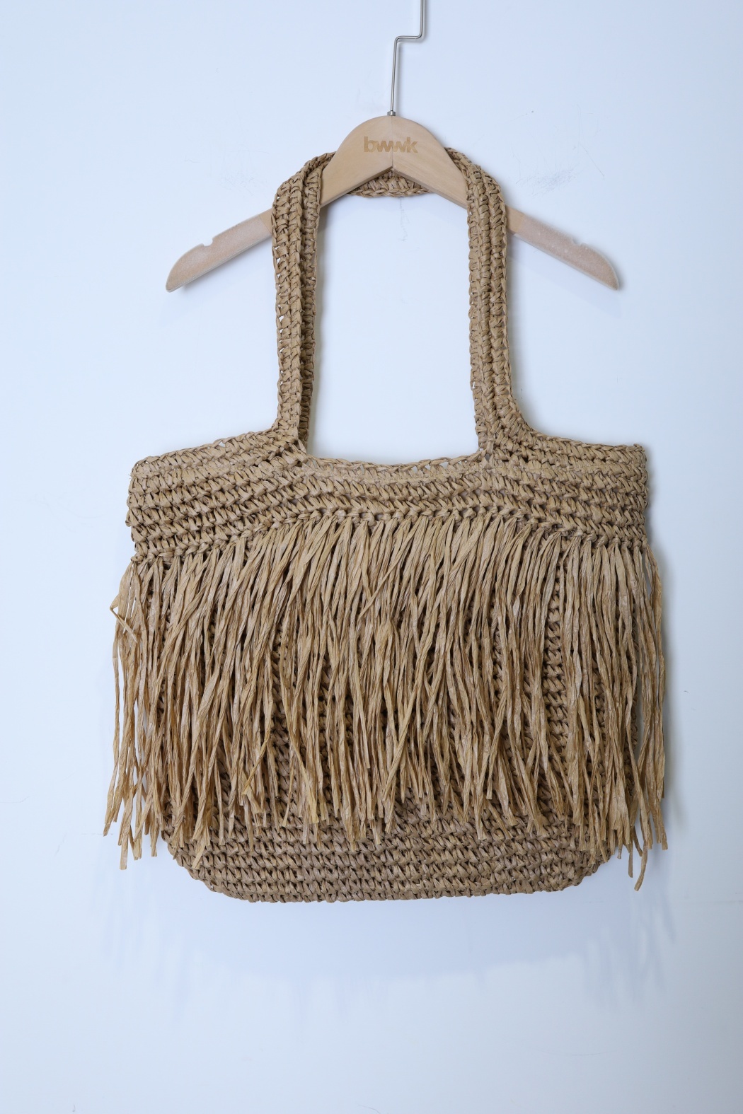 流蘇草編托特包-卡其