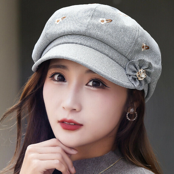 熱賣秋冬季八角帽女（灰色）