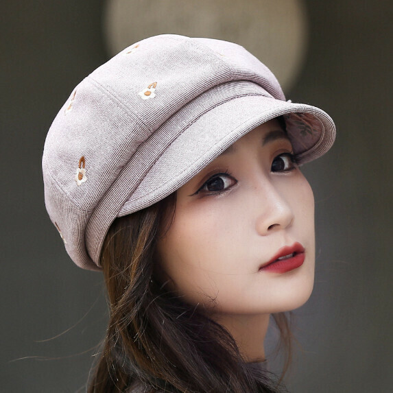 熱賣秋冬季八角帽女（淺紫）
