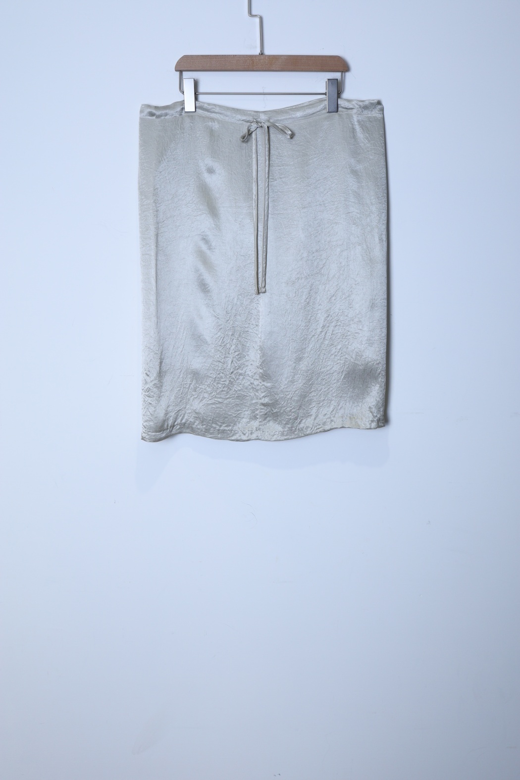 高級感絲光抽繩半裙-杏