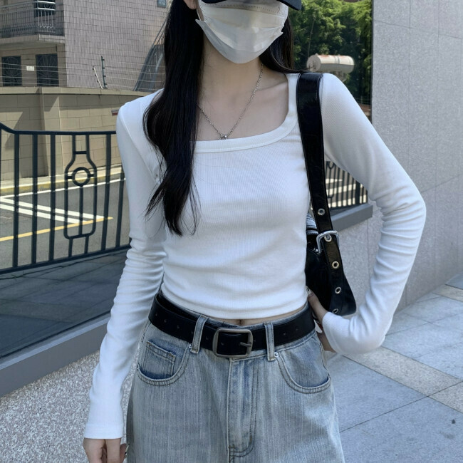 Hot seller collar base T-shirt (one size fits all) (white)