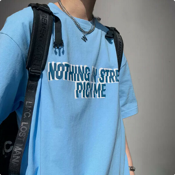 Men's cotton short sleeve T-shirt (blue size: S-2XL) (contact customer service to confirm the shipping size after placing an order)