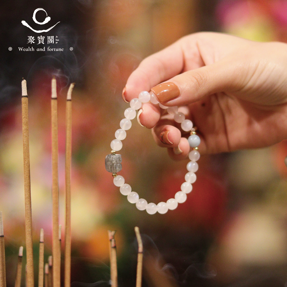 灰月光石貔貅手鍊｜開智慧｜點光明｜招財｜穩定情緒（含過爐）8MM【綵金殿】