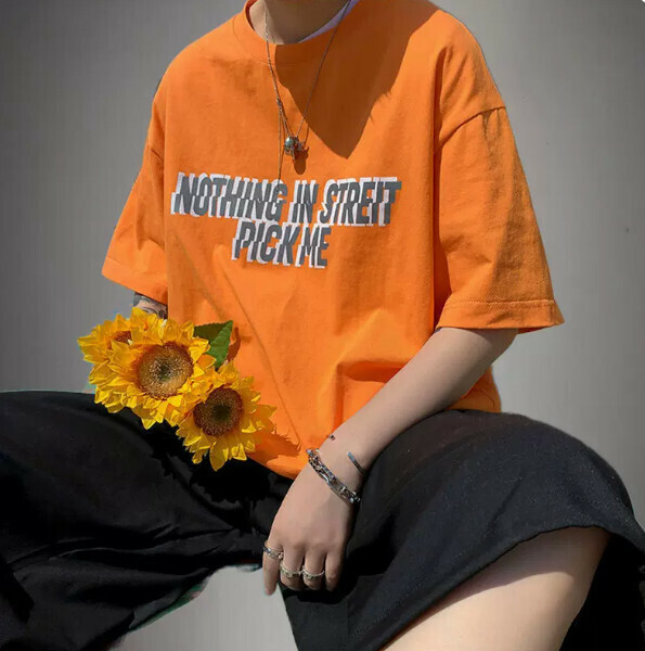 Men's cotton short sleeve T-shirt (orange size: S-2XL) (contact customer service to confirm the shipping size after placing an order)