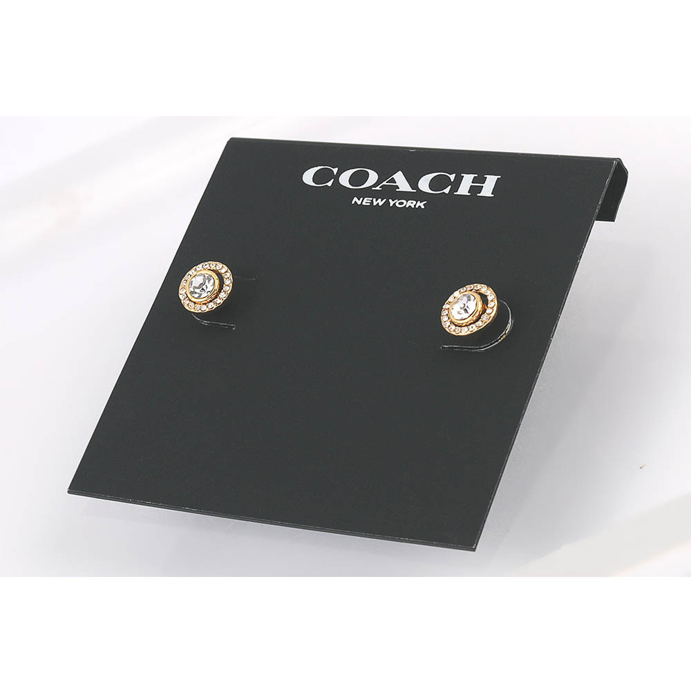 【COACH】鏤空水鑽圓圈可拆戴針式耳環(金色) C9324 PNM