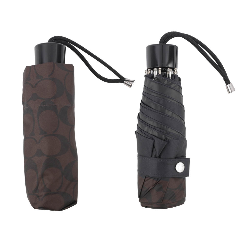 【COACH】CC Logo 滿版標誌環保材質迷你雨傘(巧克力色) C4322 IMAA8