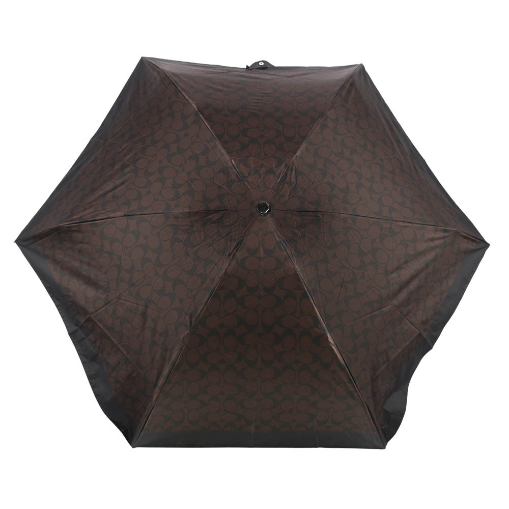 【COACH】CC Logo 滿版標誌環保材質迷你雨傘(巧克力色) C4322 IMAA8