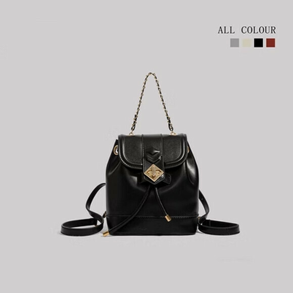 Hot Selling Fashion Backpack Chain Backpack Travel Bag [Black] [Size: 18cm*12cm*20cm]