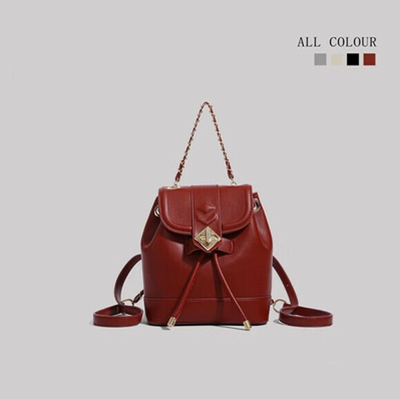 Hot Selling Fashion Backpack Chain Backpack Travel Bag [Burgundy] [Size: 18cm*12cm*20cm]