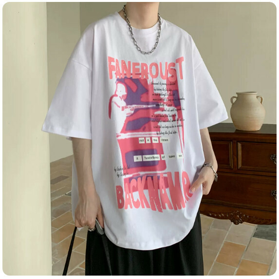 熱賣復古短袖T恤男夏季（白色【M_5XL碼】（下單後聯繫客服確認發貨尺碼）