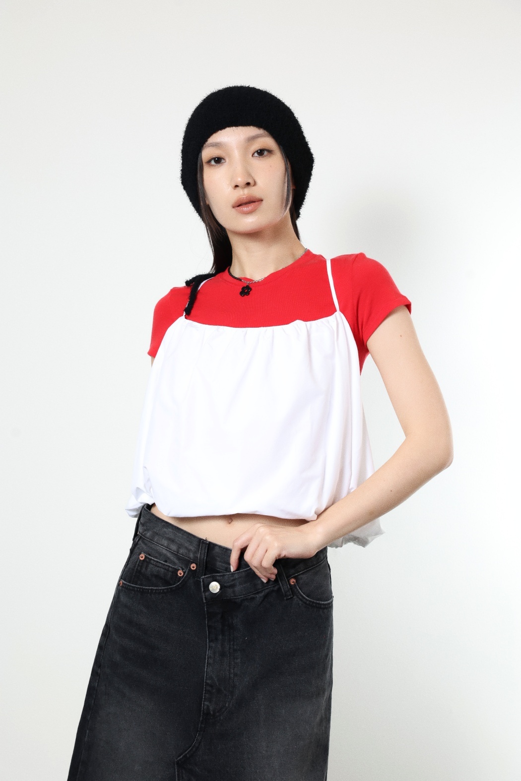 花苞美背綁帶上衣-白