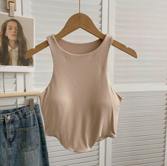 Solid color short vest with chest pad base (card color) [one size]
