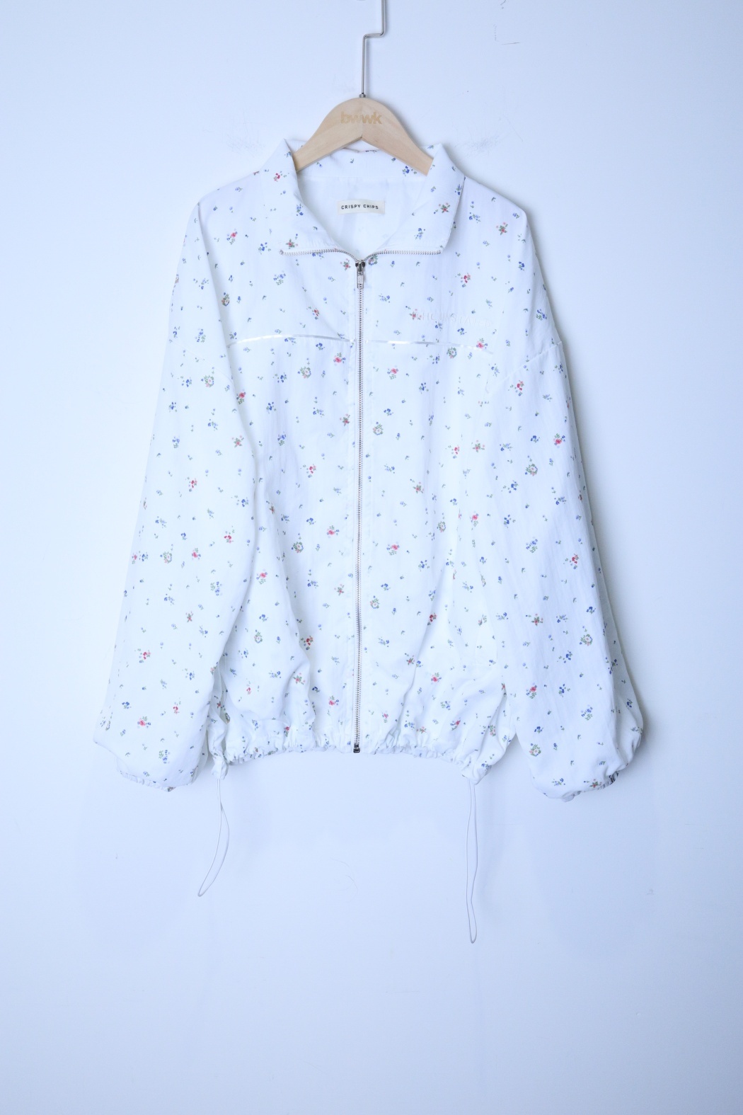 清新小碎花拉鍊外套-白