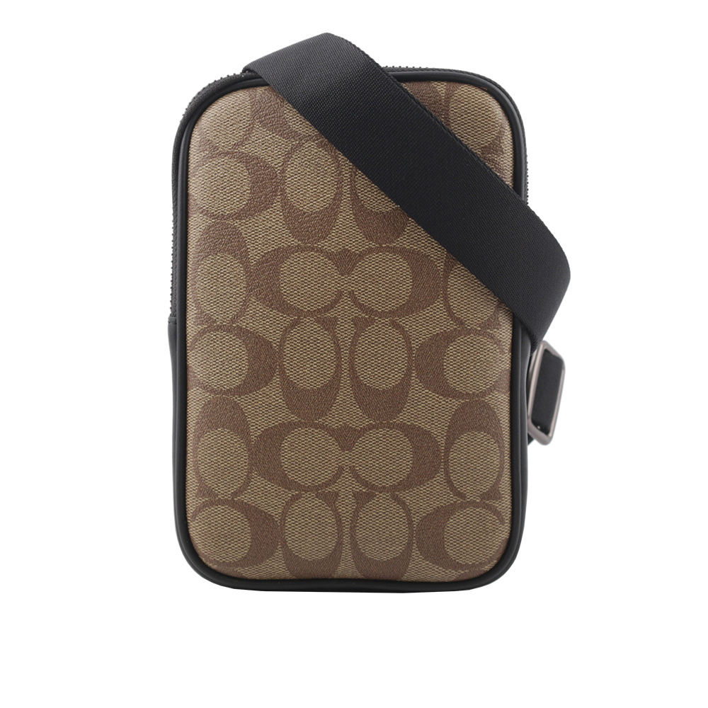 【COACH】Aden 塗層帆布及牛皮迷你斜背包/手拿包