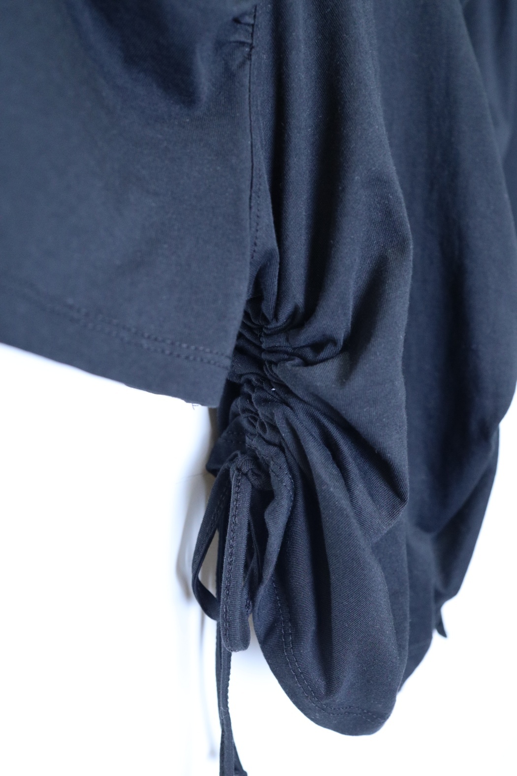 連袖收腰抽繩上衣-黑