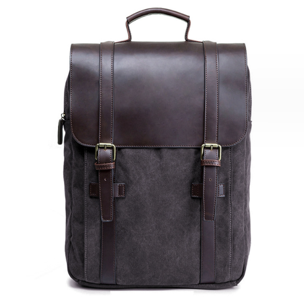 Hot selling couple versatile canvas wear-resistant backpack (dark gray (length 31cm*width 10.5cm*height 40cm*))