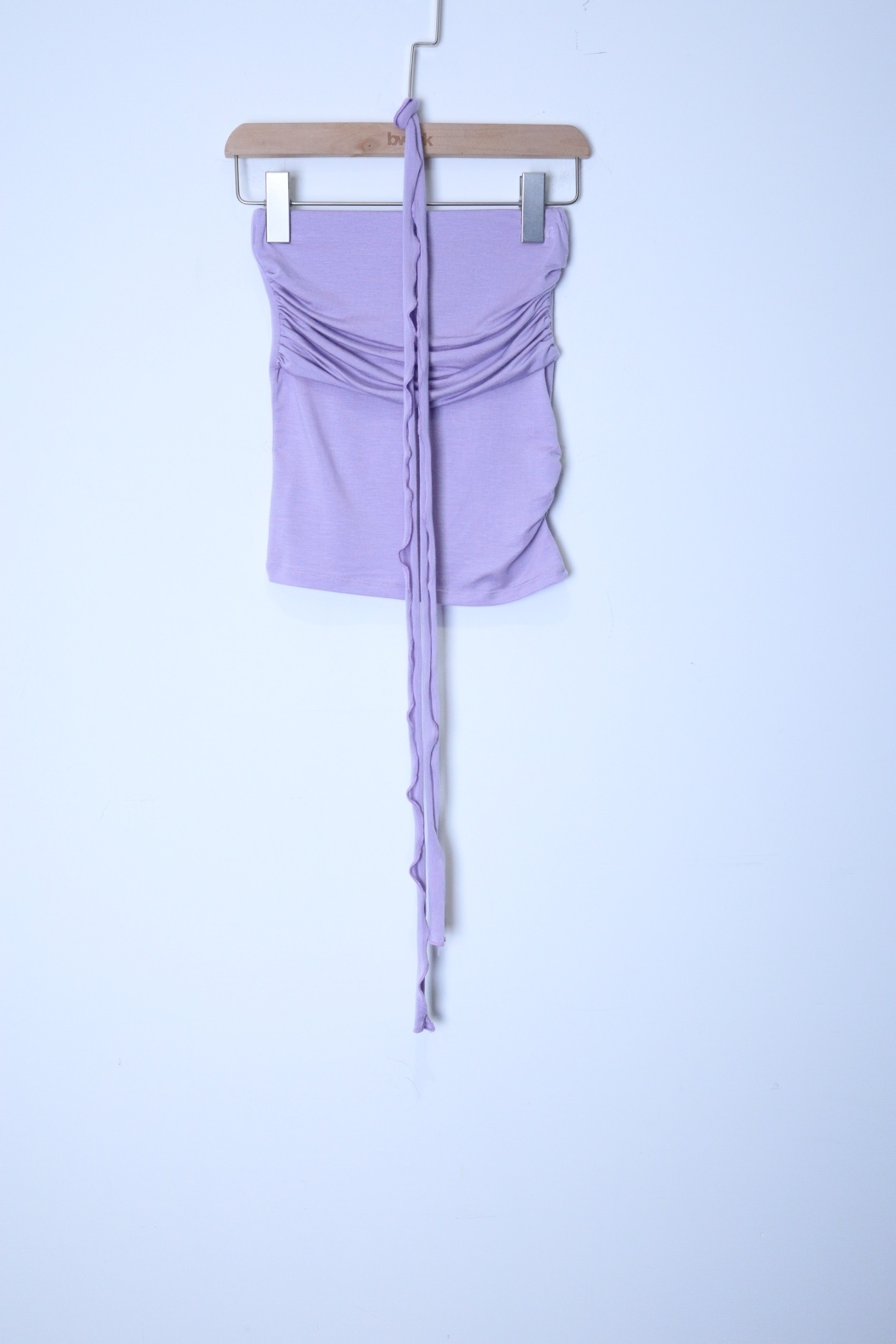 女神好身材平口上衣 附領巾-粉紫