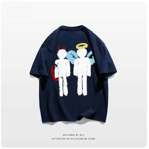 激抵圓領T恤【M-3XL】【藏青色-220g】(下單後聯絡客服確認發貨尺碼) 