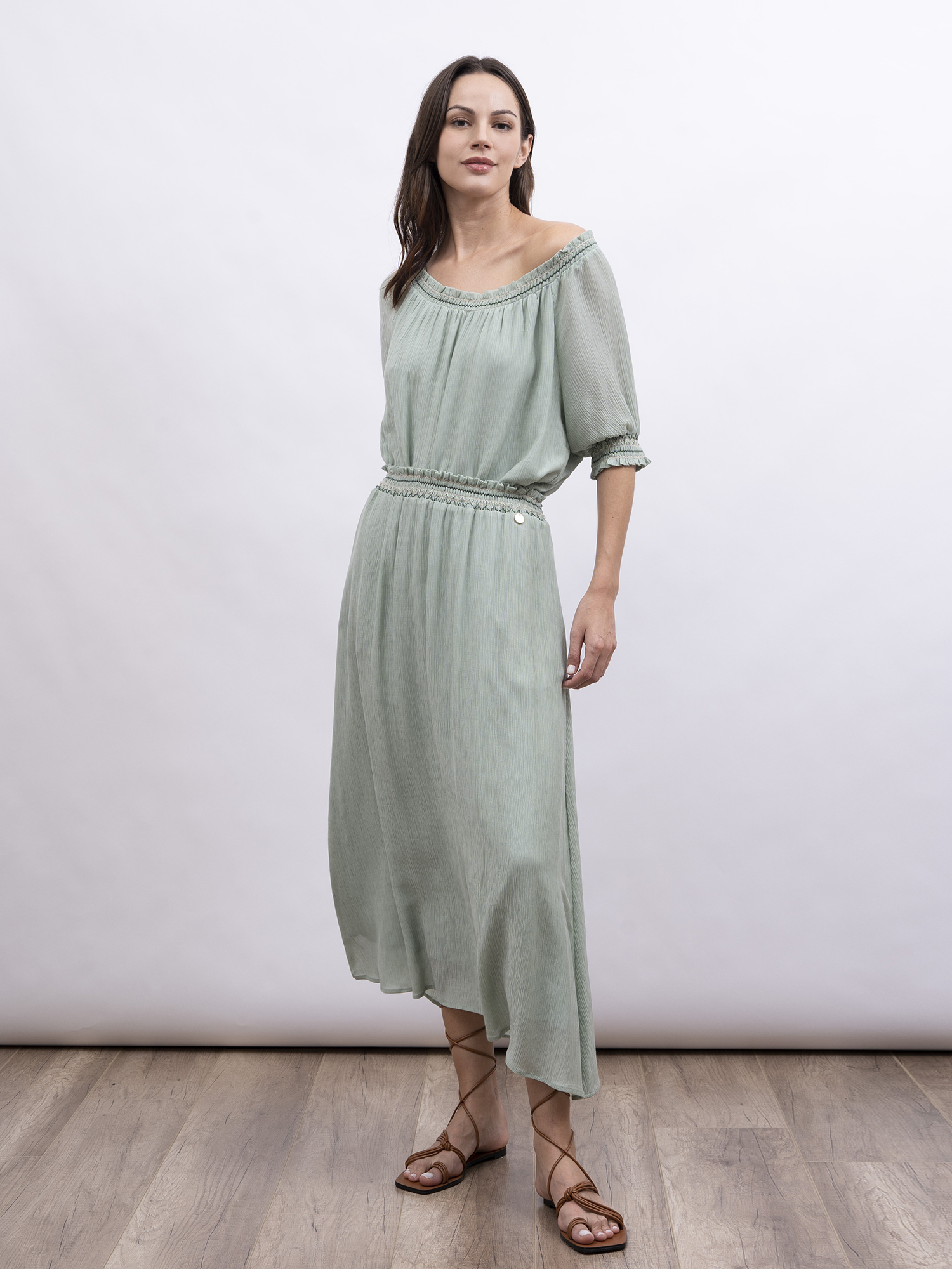 mi-tu 壓褶木耳邊半身裙