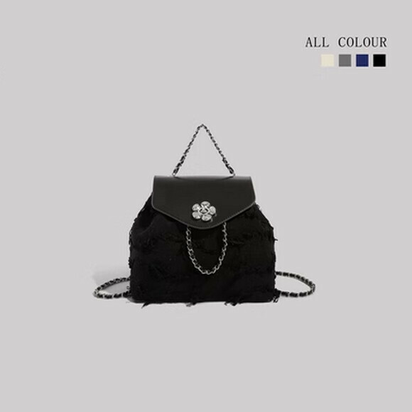 Hot Selling Fashion Chain Backpack Travel Bag Backpack [Black] [Size: 25cm*13cm*22cm]