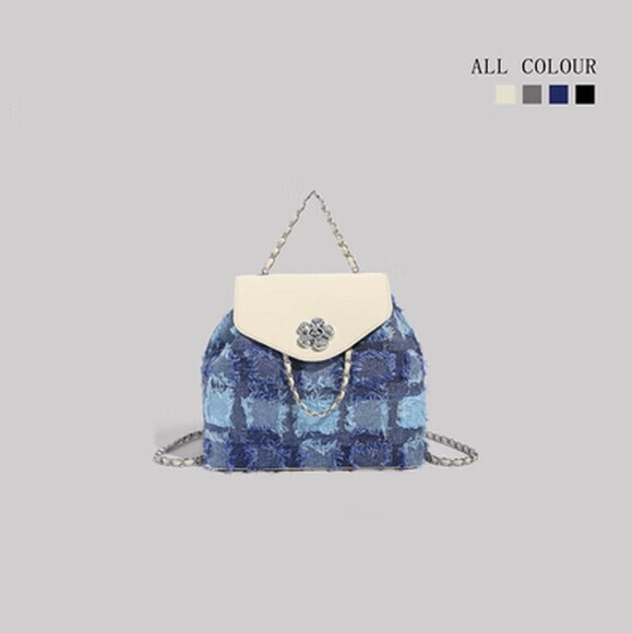 Hot Selling Fashion Chain Backpack Travel Bag Backpack [Blue] [Size: 25cm*13cm*22cm]