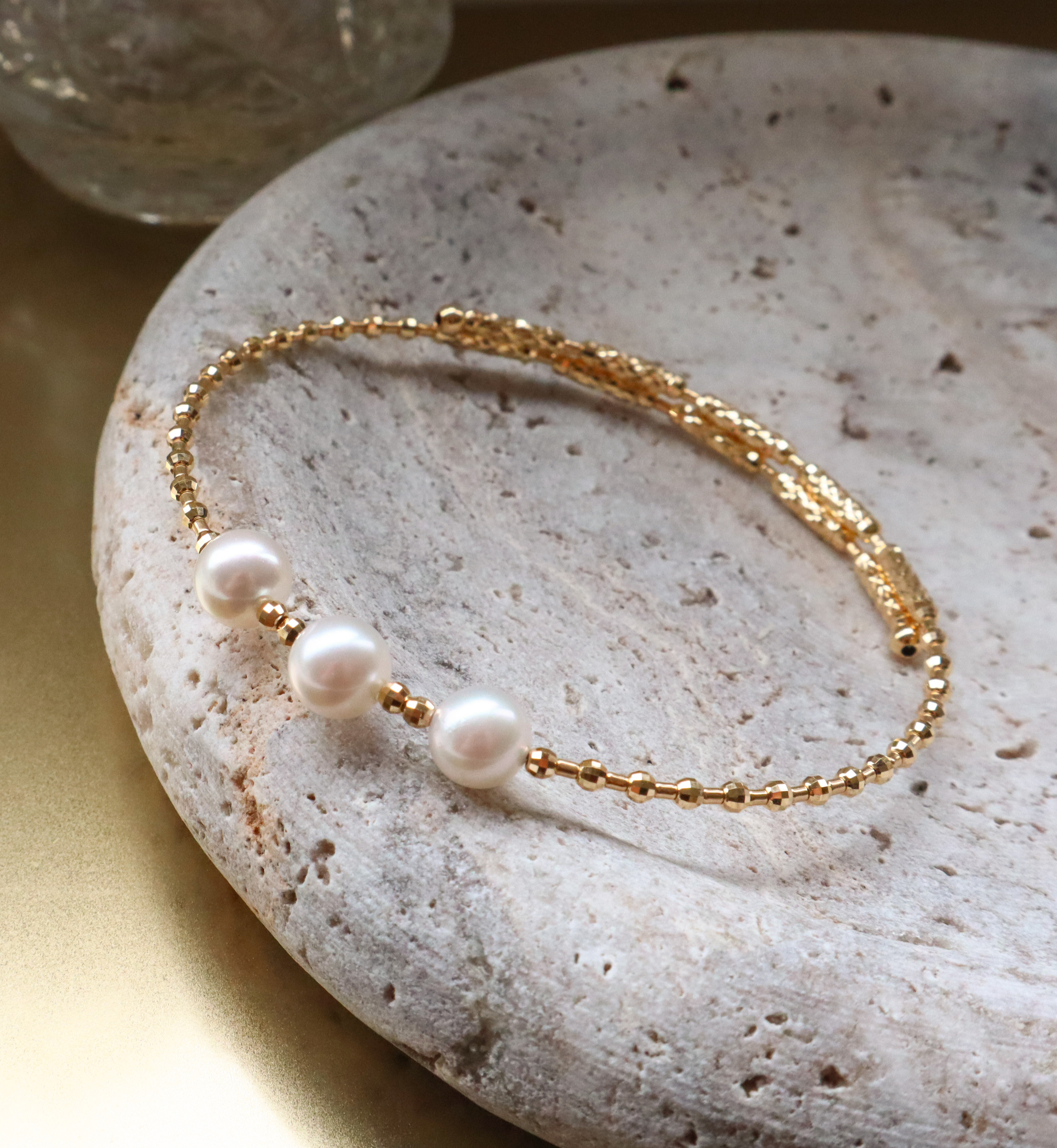 18K/日本設計款系列-細膩時光珍珠手環