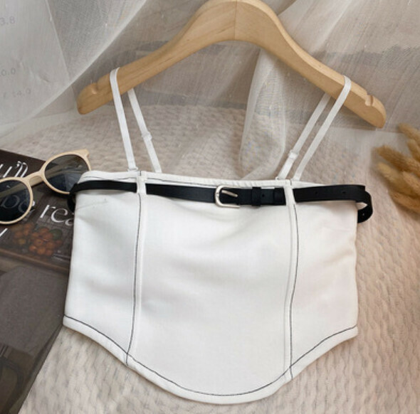 Spring/Summer Short Vest with Chest Padding (White) [One Size]