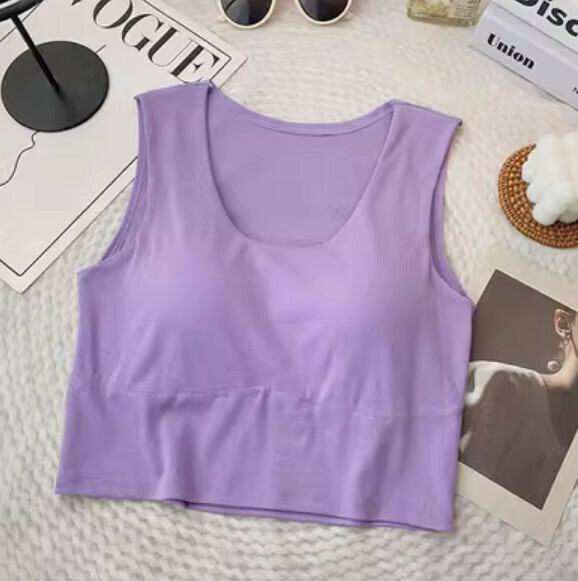 Spring/Summer Solid Color Sports Vest with Chest Padding (Purple) [One Size]