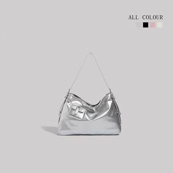 熱賣時尚大容量托特包百搭通勤單肩包【銀色】【尺寸：40cm*10cm*27cm】