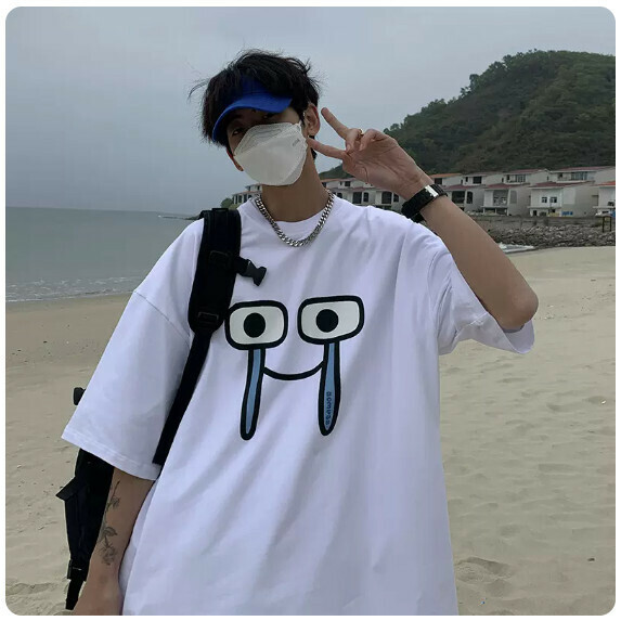 新款寬鬆七分袖情侶T恤（白色【M_5XL碼】（下單後聯繫客服確認發貨尺碼）