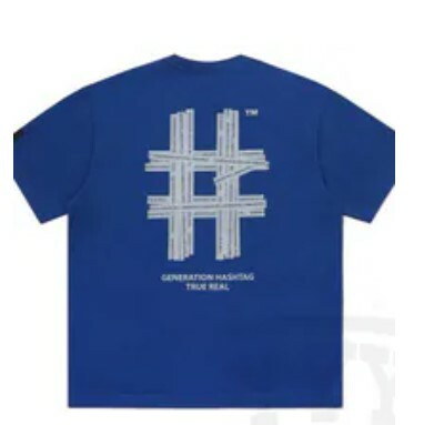 [S] BEENTRILL REFLECTIVE HASHTAG OVERFIT SHORT SLEEVE T-SHIRT,DARK BLUE, BA242TS004-DB (SBT127)