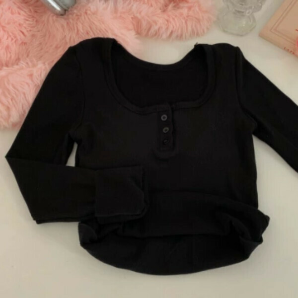 Hot Selling Velvet Square Neck Long Sleeve Bottoming Shirt (One Size) (Black)