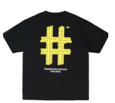 [S] BEENTRILL WOMEN'S TAPING HASHTAG COMFORT FIT SHORT SLEEVE T-SHIRT,BLACK, BA242TS501-BK (SBT128)