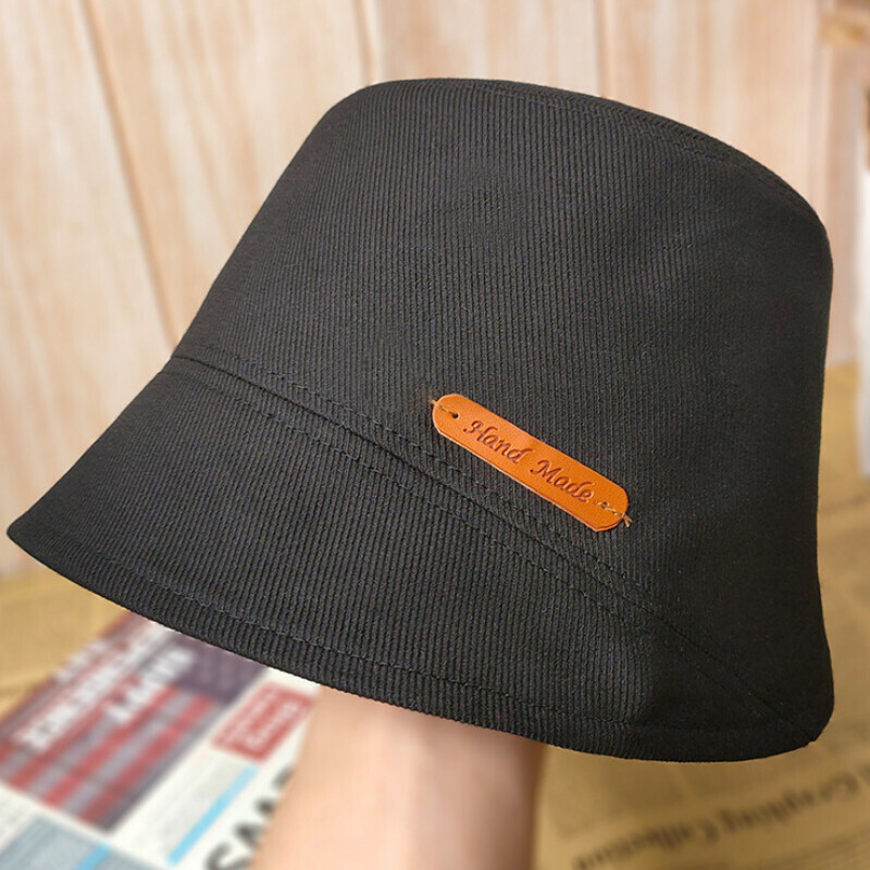 Hot Selling Bucket Sun Hat [E-183 Beveled Leather Label-Black] [One Size Fits All]