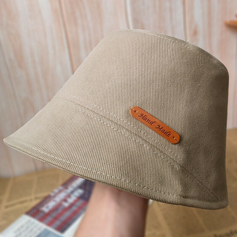 Hot Selling Bucket Sun Hat [E-183 Beveled Leather Label-Beige] [One Size Fits All]