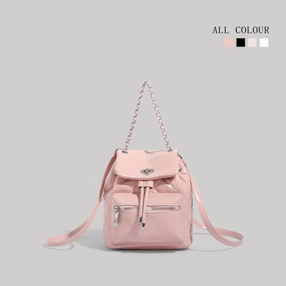 Hot Selling Chain Backpack College Student School Bag Small Fragrance Backpack Travel Bag [Pink] [Size: 21cm*14cm*22cm]